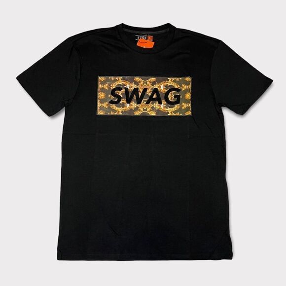 Huge Fashion Exchange Men’s Black Swag Embossed Tee Size Large - Picture 1 of 11